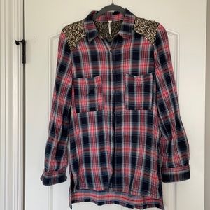 Free People flannel, button-down shirt, size S